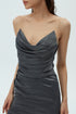 COWL NECK DEEP SLIT DRESS